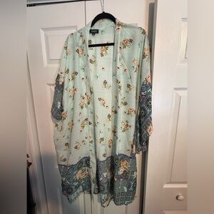 GiGio Women's Floral Kimono Jacket - Mint Green